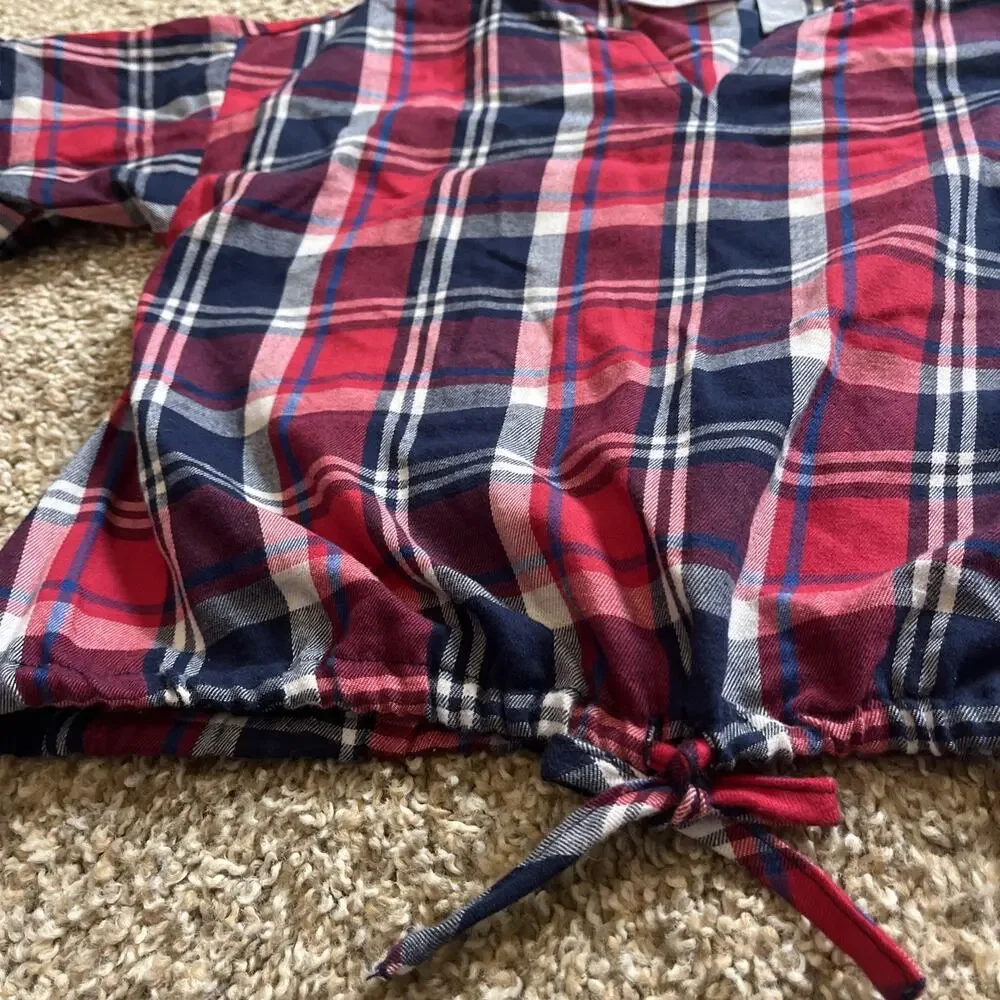 The Children’s Place Girls Plaid Top Red & Blue Sz. 7-8 Patriotic America Summer